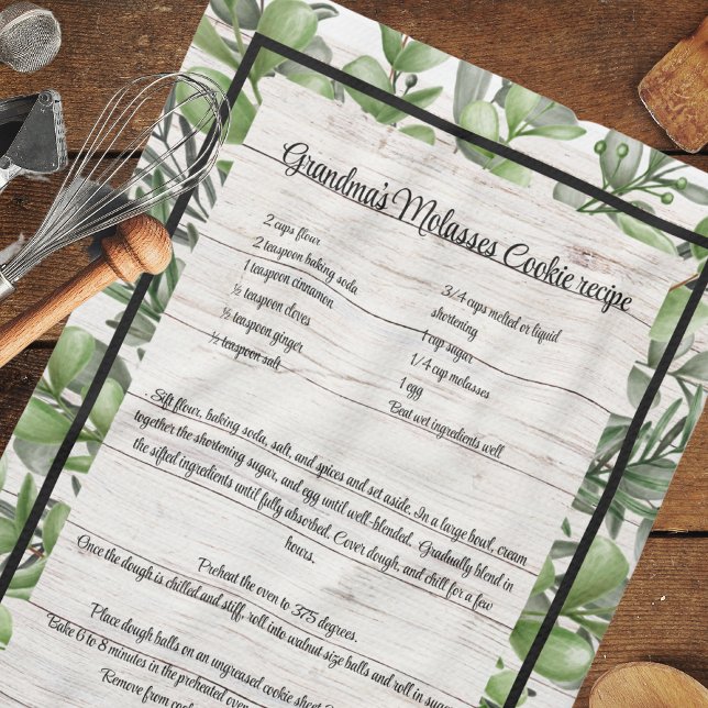 Recipe keepsake Eucalyptus white wood  Tea Towel (Creator Uploaded)