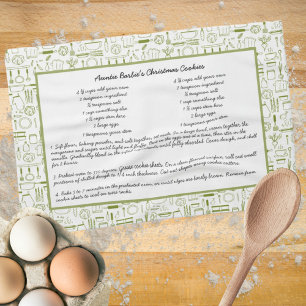 Recipe Keepsake Green Vintage Kitchen Tea Towel