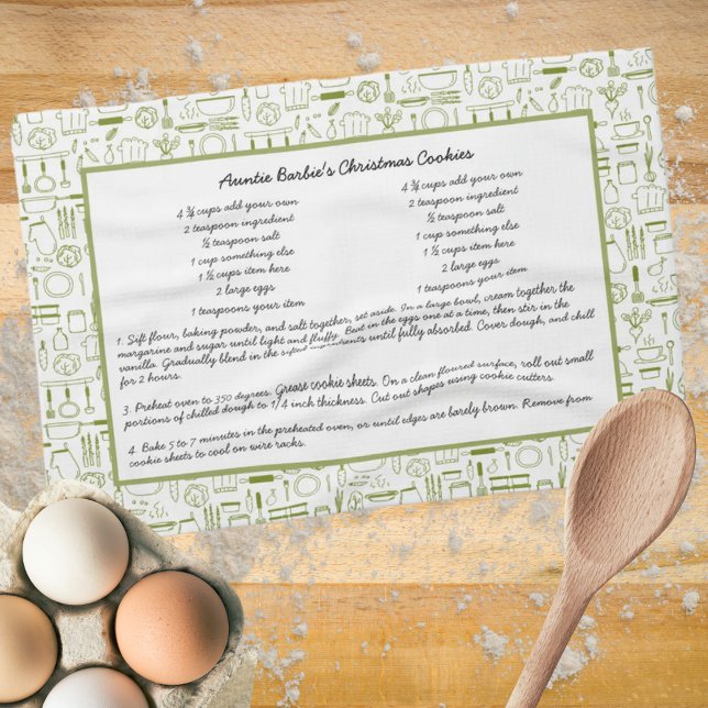 Recipe Keepsake Green Vintage Kitchen Tea Towel (Creator Uploaded)