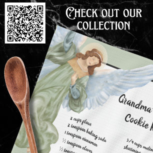 Recipe Keepsake Merry Christmas Angel Cookies  Tea Towel