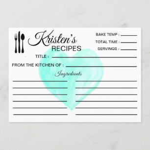 Recipe Kitchen Dish Lined Ingredients Heart Invitation
