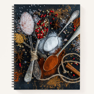  Recipe Notebook with Seasoning and Spoons 