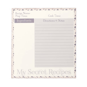 Recipe Notepad in Purple Flower