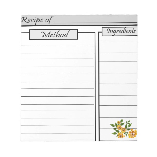 Recipe Notepad: Notepad (Front)
