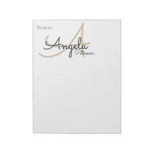 Recipe notes of the chef monogrammed