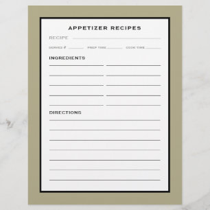 Recipe Page   Appetizer   Sage Black White