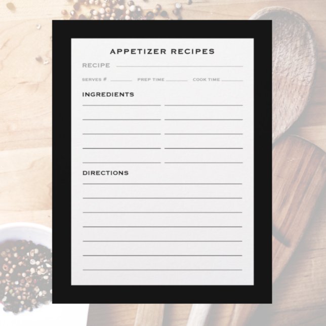Recipe Page | Appetizer | Simple Black White (Creator Uploaded)