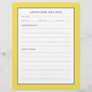 Recipe Page Appetizer Simple Yellow Grey