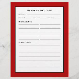 Recipe Page   Dessert   Simple Red Black & White