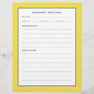 Recipe Page Dessert Simple Yellow Grey