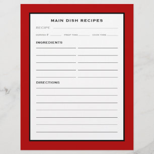 Recipe Page Main Dish Red Black & White