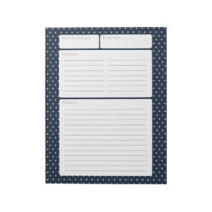 Recipe Page Navy Blue and Polka Dots Notepad