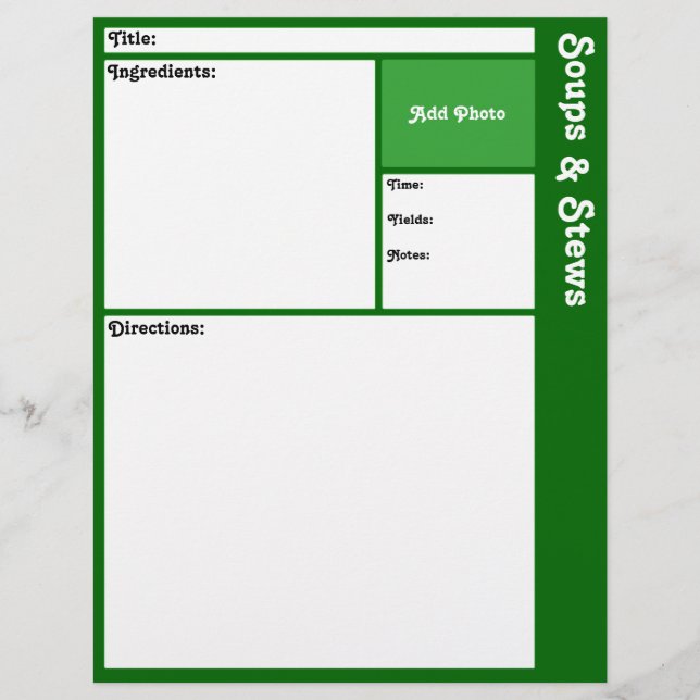 Recipe Pages (Dark Green) (Front)