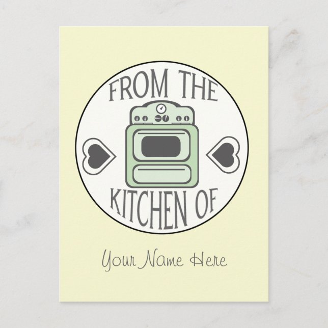 Recipe Postcard - Retro Green Stove (Front)