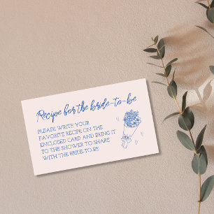 Recipe Request Blue Hand Drawn Bridal Shower Enclosure Card