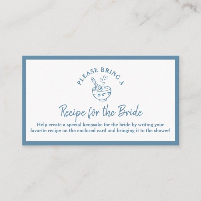 Recipe Request Card Dusty Blue Bridal Shower (Front)
