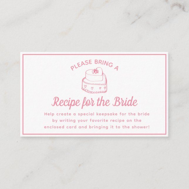  Recipe Request Card for Bridal Shower Blush Pink (Front)