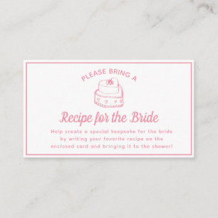 Recipe Request Card for Bridal Shower Blush Pink