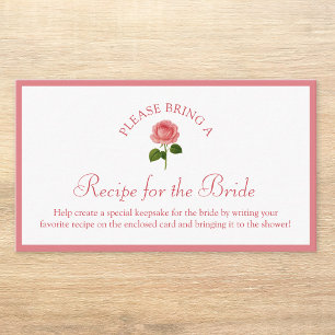 Recipe Request Card for Bridal Shower Dusty Rose