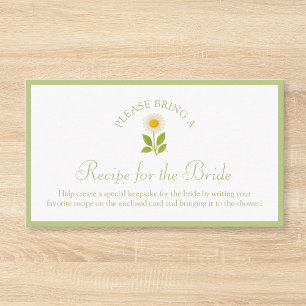 Recipe Request Card for Bridal Shower Sage Daisy