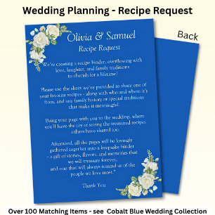 Recipe Request - Cobalt Blue & White Roses Wedding Enclosure Card