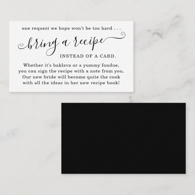 Recipe Request for Bridal Shower Invitation (Front/Back)