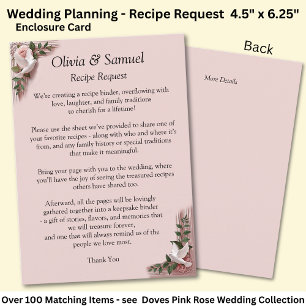 Recipe Request - Pink Roses & Doves Wedding Enclosure Card