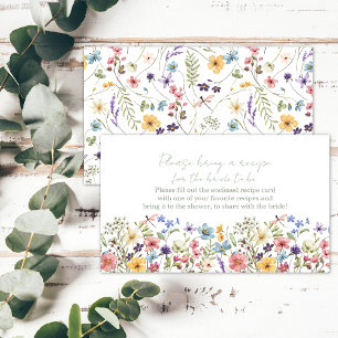 Recipe Request Sage Green Floral Bridal Shower Enclosure Card