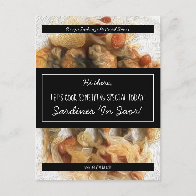 Recipe Swap White Script Black Party Postcard (Front)