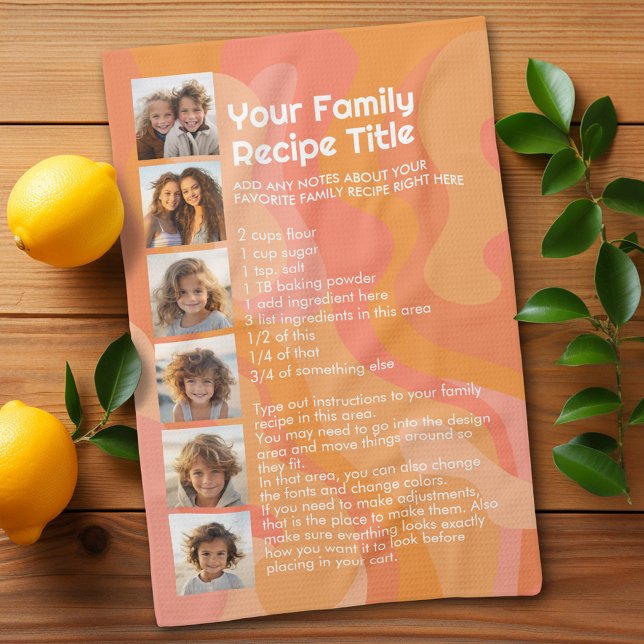Recipe Template for Family Recipe and Photos Tea Towel (Family Recipe Towel)