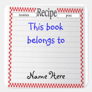 Recipe This Book Belongs To, Bookplate Sticker