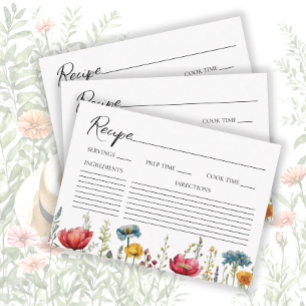 Recipe Watercolor Wildflower bridal shower Enclosure Card