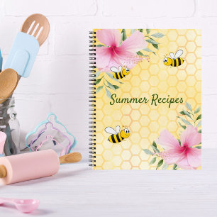 Recipes bees yellow honeycomb pink flowers notebook