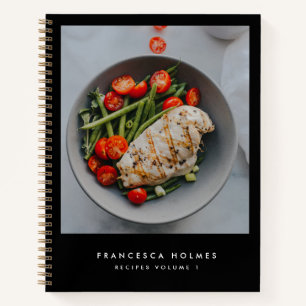 Recipes Black Modern Stylish Photo Recipe Notebook