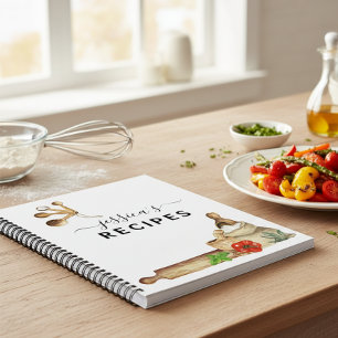 Recipes Cookbook Watercolor Monogram Kitchen Notebook