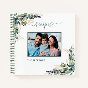 Recipes eucalyptus greenery white photo notebook