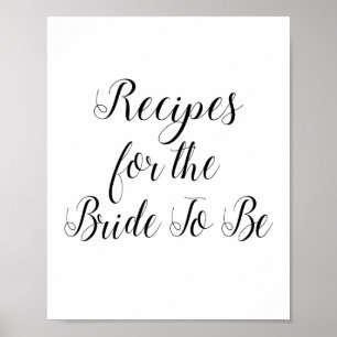 Recipes for the Bride To Be Sign Bridal Shower