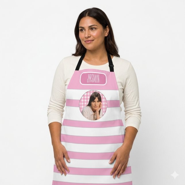 Recipes | Gingham Pattern pink and White  Apron (Creator Uploaded)