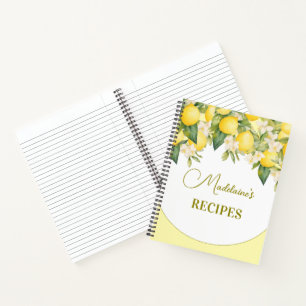 Recipes Lemon Floral Citrus Modern Personal Notebook