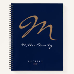 Recipes Monogrammed dark blue Notebook