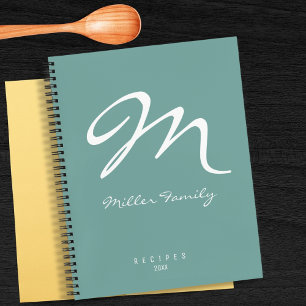 Recipes Monogrammed Dusty Blue Notebook