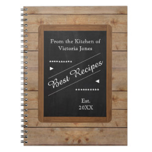 Recipes Notebook with your Name on the Chalkboard 