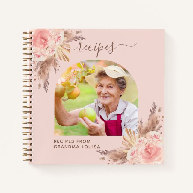Recipes pampas grass pink flowers family photo notebook (Front)