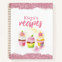 Recipes Pink Glitter Cupcake Personalized Notebook
