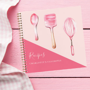 Recipes pink kitchen utensils cookbook notebook