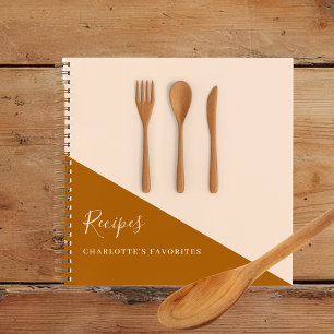 Recipes wooden kitchen utensils cookbook notebook