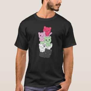 Recipromantic Flag Pile Pride Lgbtq Cats Cute Cat T-Shirt