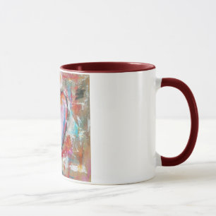 Reckless Heart Abstract Art Painting Pink Red Blue Mug