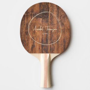 Reclaimed Wood Name in Drawn Circle Ping Pong Paddle