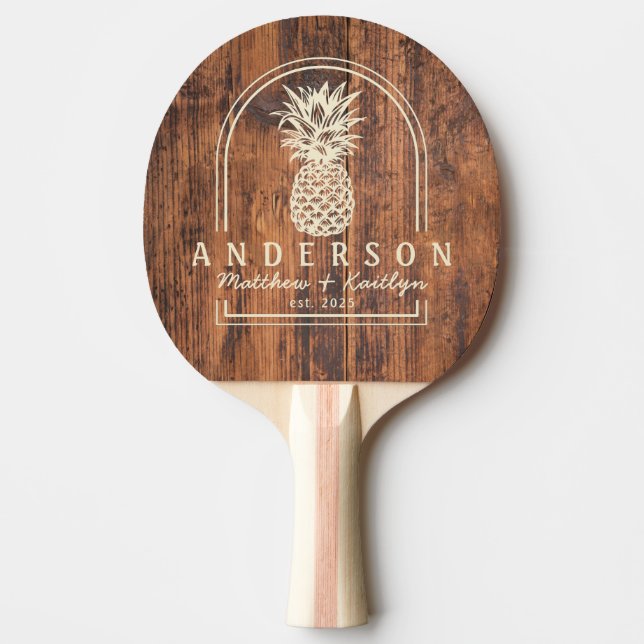 Reclaimed Wood Pineapple Wedding Arch&Name Ping Pong Paddle (Front)